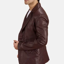 Radaron Quilted Maroon Leather Blazer