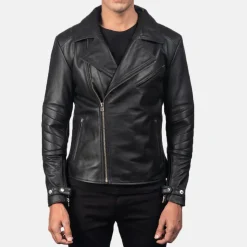 Raiden Black Leather Biker Jacket