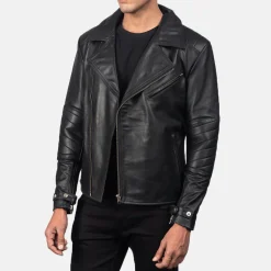 Raiden Black Leather Biker Jacket