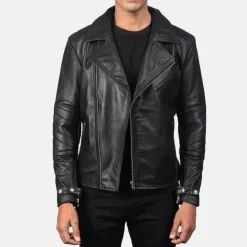 Raiden Black Leather Biker Jacket