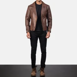 Raiden Brown Leather Biker Jacket
