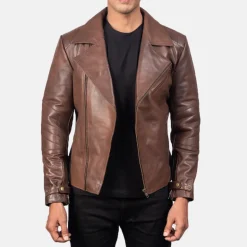 Raiden Brown Leather Biker Jacket