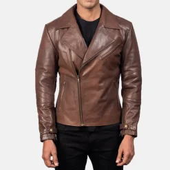 Raiden Brown Leather Biker Jacket