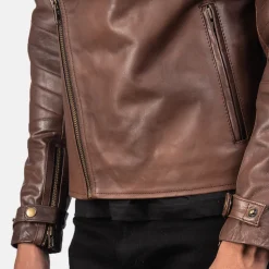 Raiden Brown Leather Biker Jacket