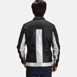 Randolf Silver Black Leather Biker Jacket