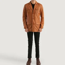 Ray Cutler Tan Brown Leather Blazer
