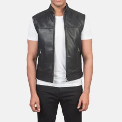 Roland Black Leather Biker Vest