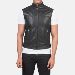 Roland Black Leather Biker Vest