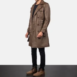 Royson Brown Leather Duster Coat