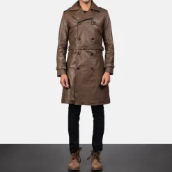 Royson Brown Leather Duster Coat
