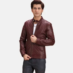 Rumano Jae Maroon Leather Biker Jacket