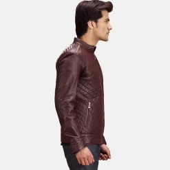 Rumano Jae Maroon Leather Biker Jacket