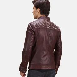 Rumano Jae Maroon Leather Biker Jacket
