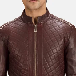 Rumano Jae Maroon Leather Biker Jacket