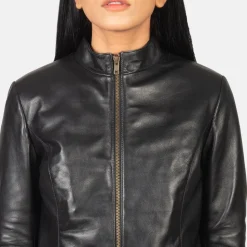 Rumella Black Leather Biker Jacket