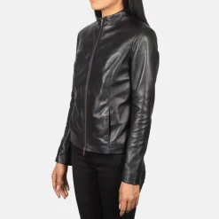 Rumella Black Leather Biker Jacket