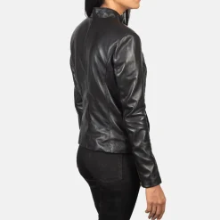 Rumella Black Leather Biker Jacket