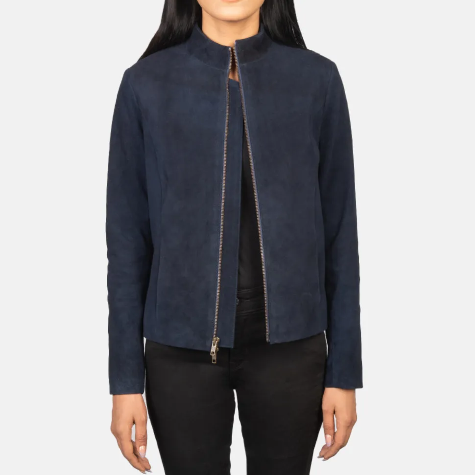Rumella Blue Suede Biker Jacket