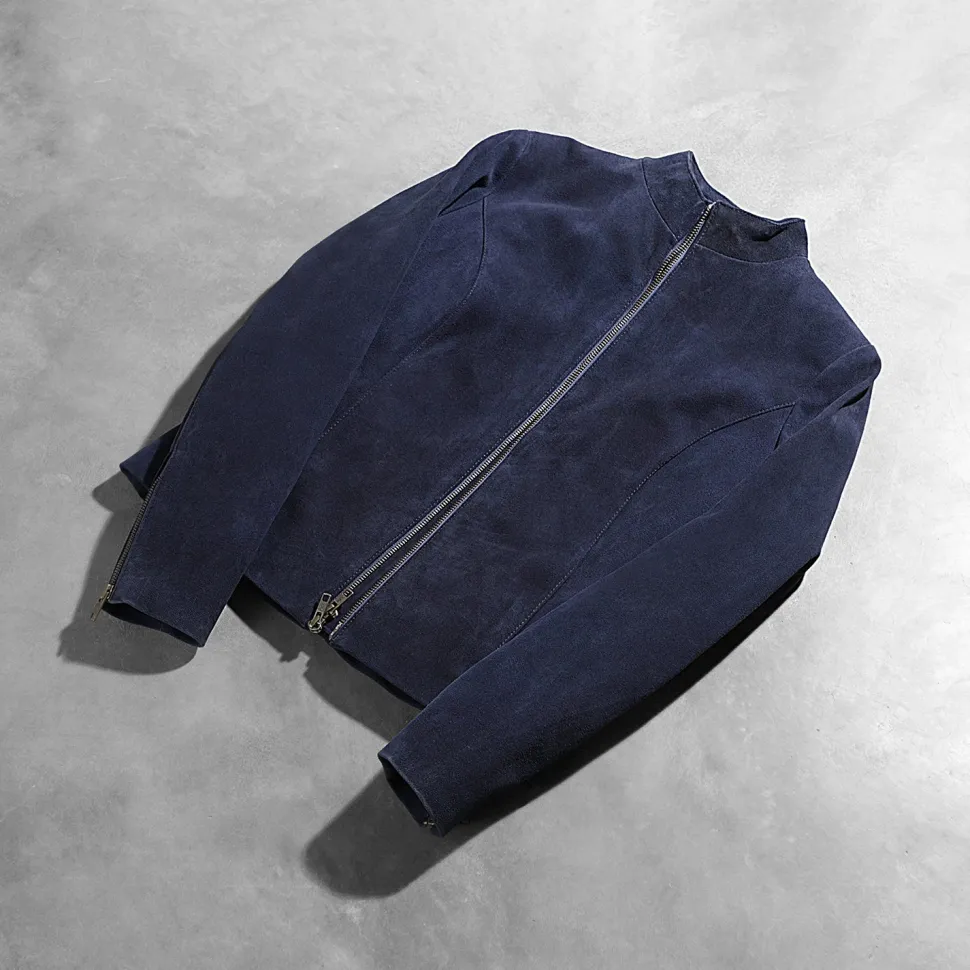 Rumella Blue Suede Biker Jacket