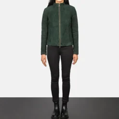Rumella Green Suede Biker Jacket