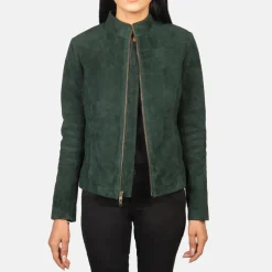 Rumella Green Suede Biker Jacket