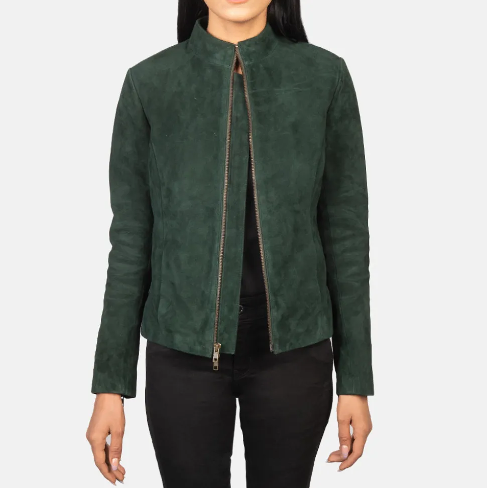 Rumella Green Suede Biker Jacket