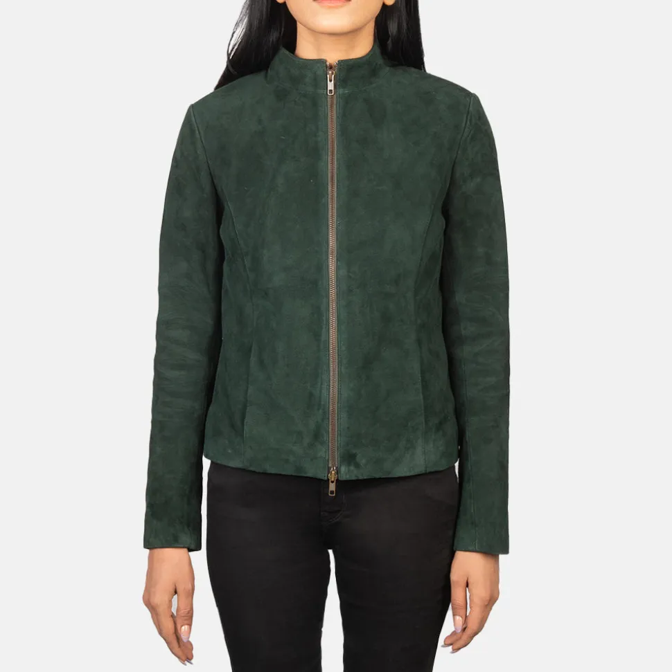 Rumella Green Suede Biker Jacket