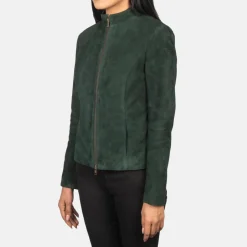 Rumella Green Suede Biker Jacket
