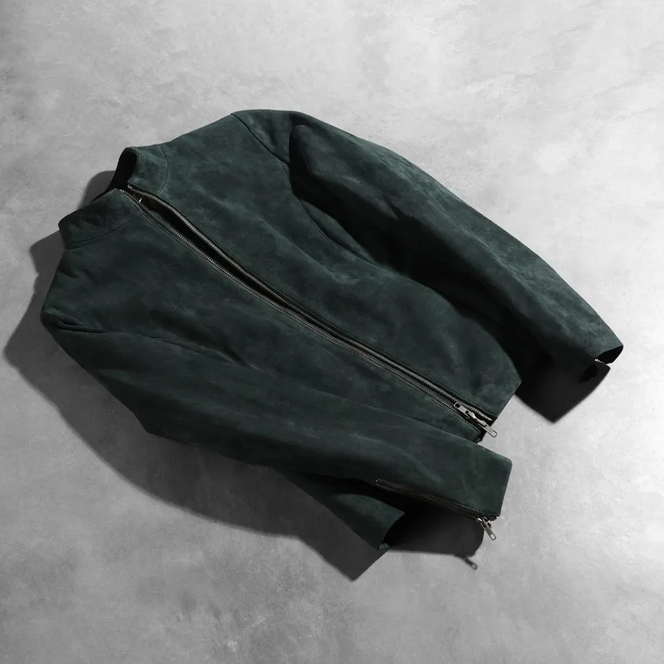 Rumella Green Suede Biker Jacket