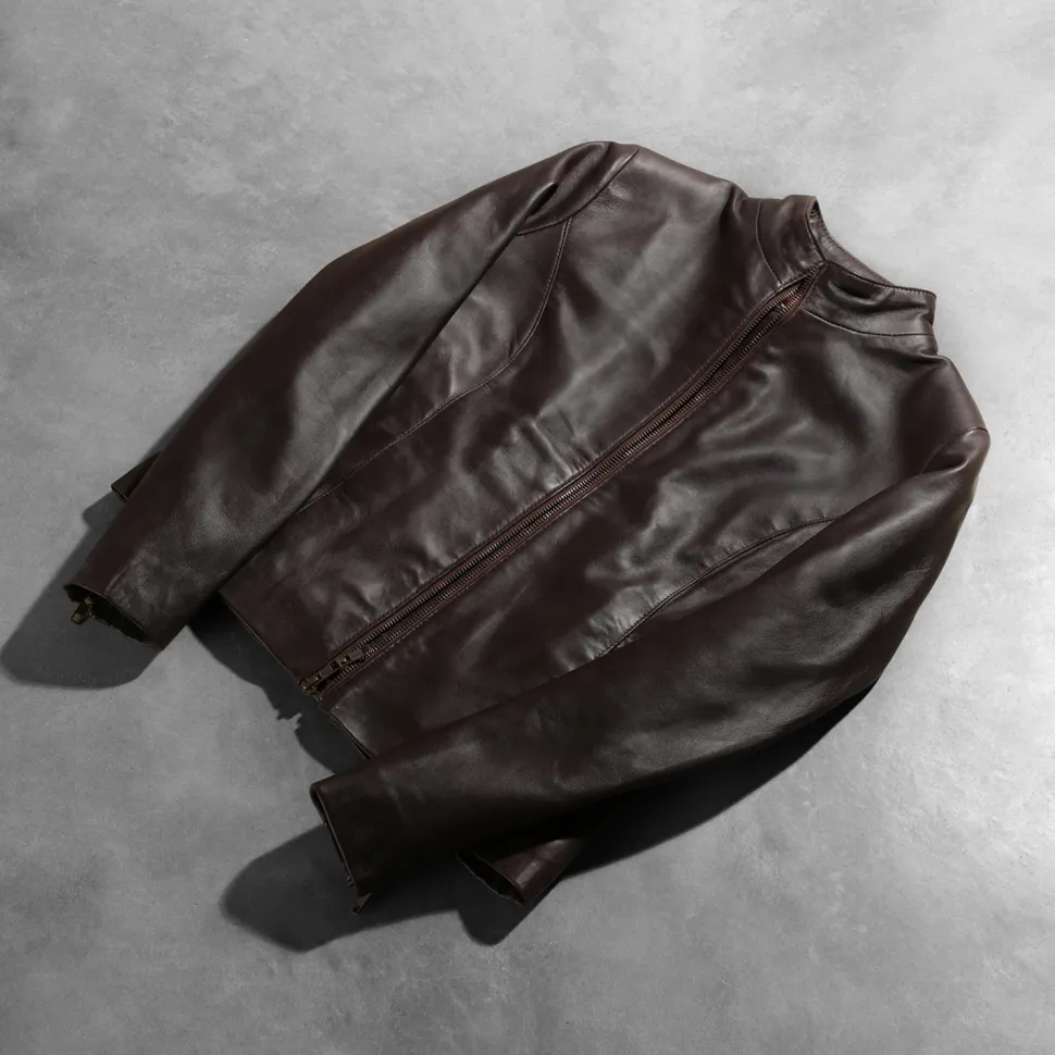 Rumella Maroon Leather Biker Jacket