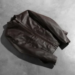 Rumella Maroon Leather Biker Jacket