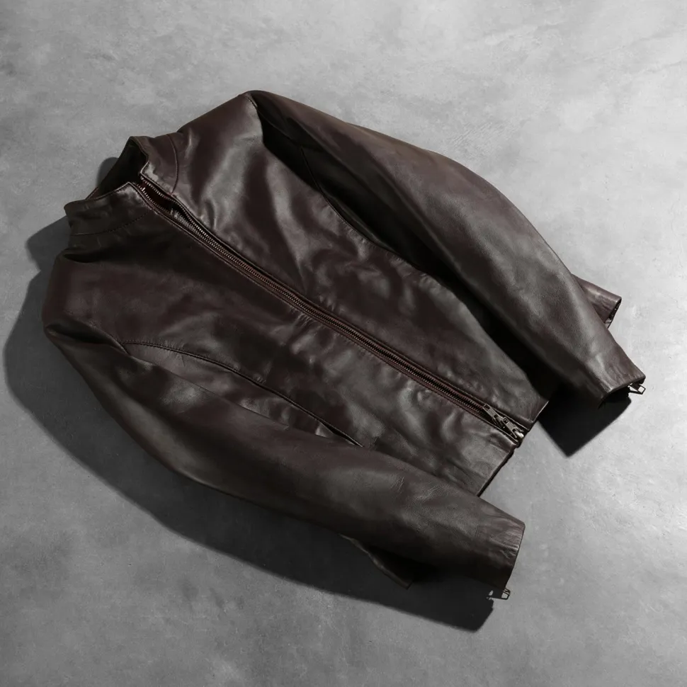 Rumella Maroon Leather Biker Jacket