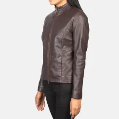 Rumella Maroon Leather Biker Jacket