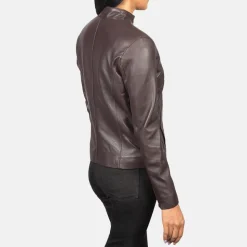 Rumella Maroon Leather Biker Jacket