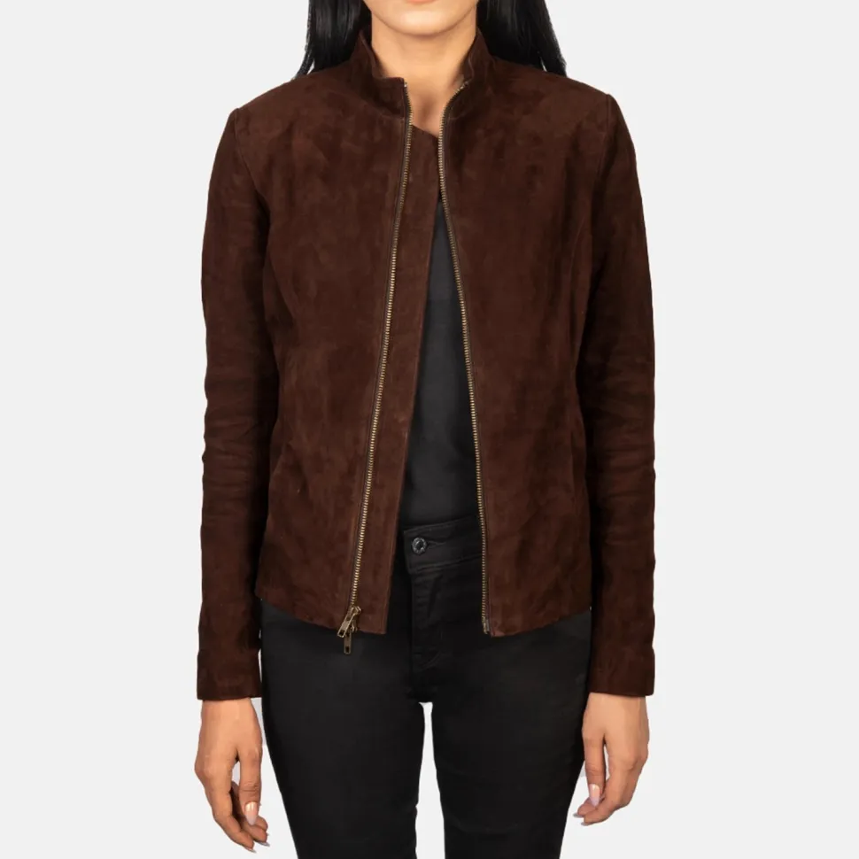 Rumella Mocha Suede Biker Jacket