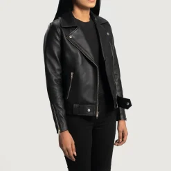Rumy Black Leather Biker Jacket