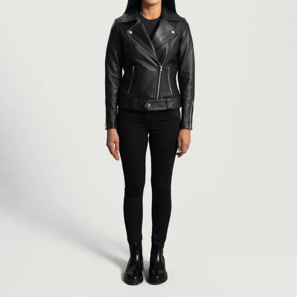 Rumy Black Leather Biker Jacket