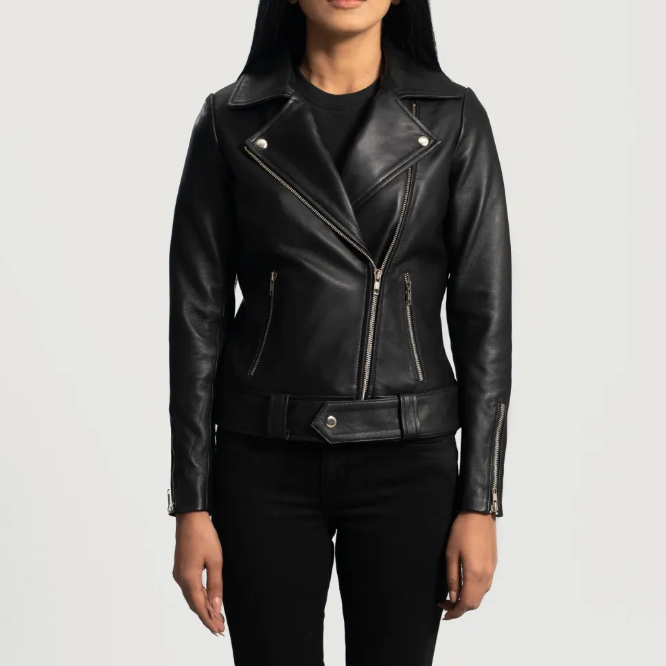 Rumy Black Leather Biker Jacket
