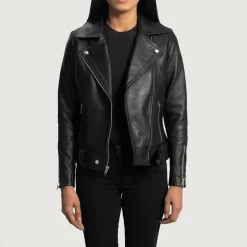 Rumy Black Leather Biker Jacket