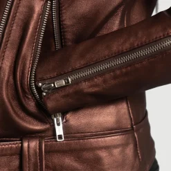 Rumy Maroon Leather Biker Jacket