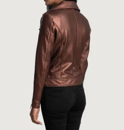 Rumy Maroon Leather Biker Jacket
