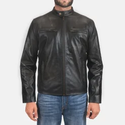 Rustic Black Leather Biker Jacket