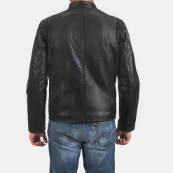 Rustic Black Leather Biker Jacket