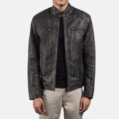 Rustic Brown Leather Biker Jacket