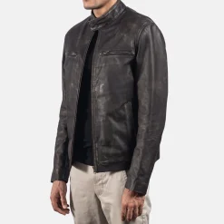 Rustic Brown Leather Biker Jacket