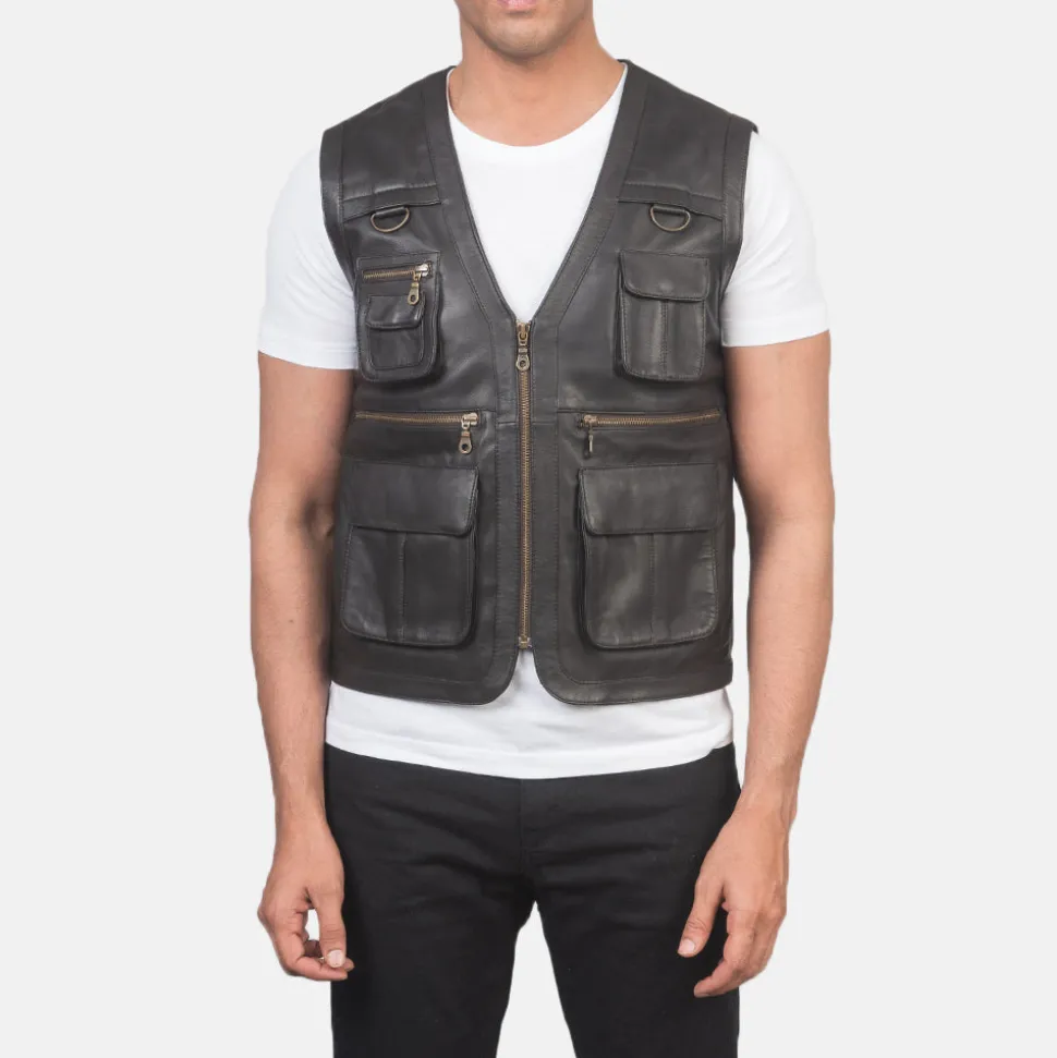 Safari Brown Leather Vest