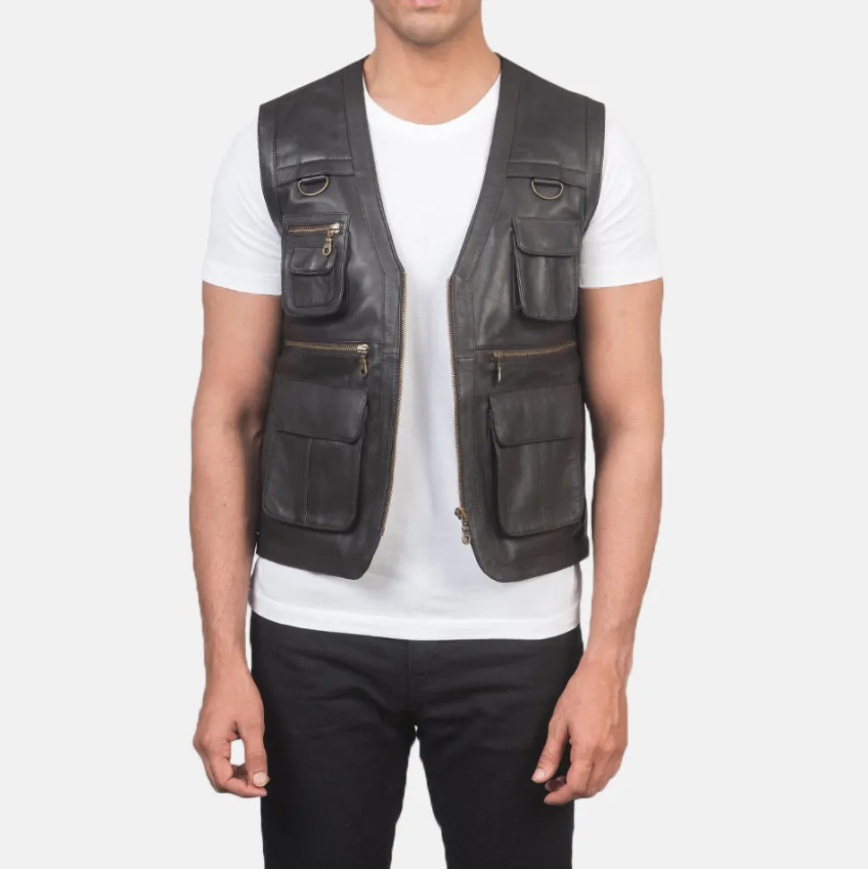 Safari Brown Leather Vest