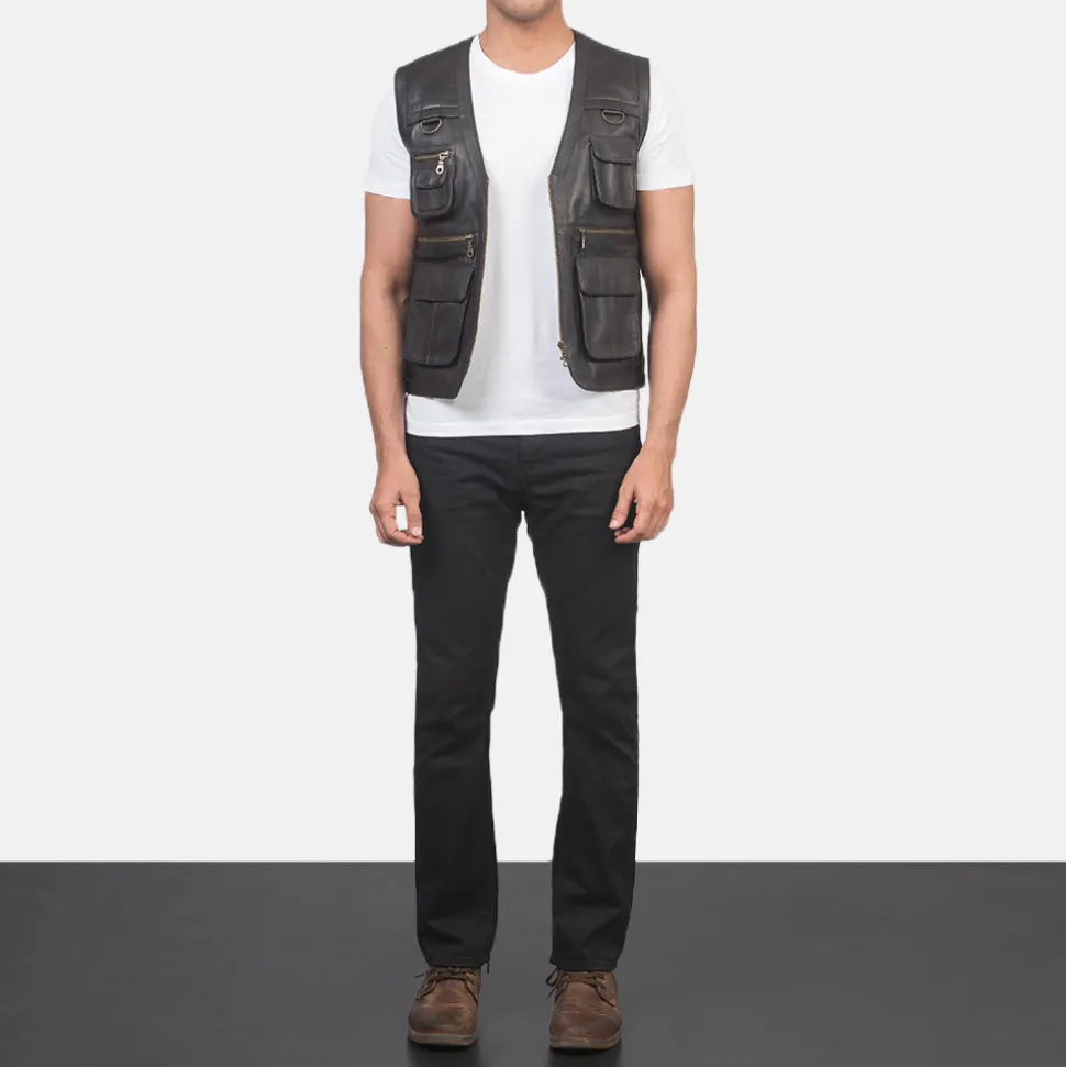 Safari Brown Leather Vest