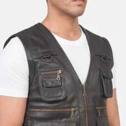 Safari Brown Leather Vest
