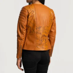 Sandy Tan Dye Leather Biker Jacket